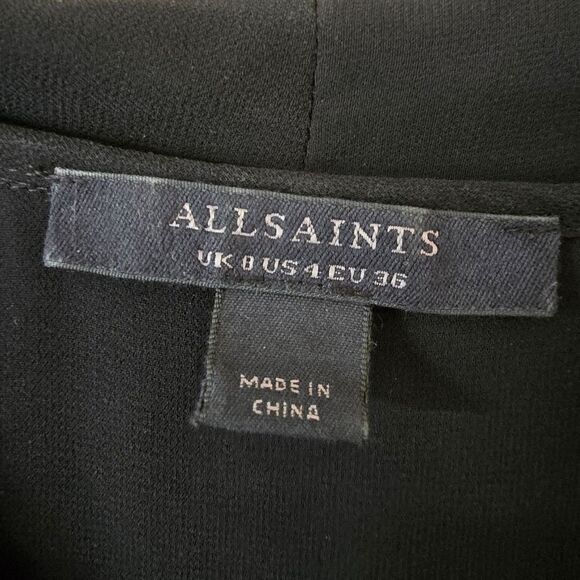 AllSaints Blaze Asymmetric Midi Dress | Black | Size US 4 / UK 8 / EU 36 - Picture 6 of 9